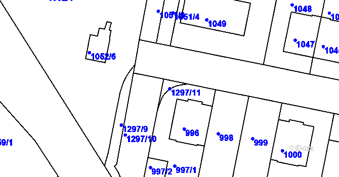 Parcela st. 1297/11 v KÚ Liboc, Katastrální mapa