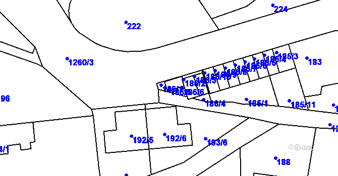 Parcela st. 186/5 v KÚ Liboc, Katastrální mapa