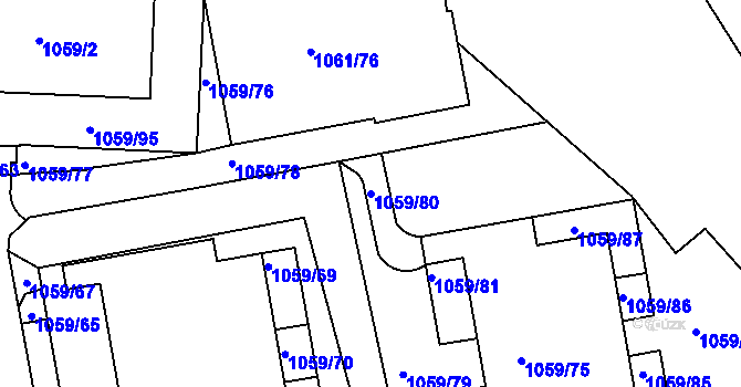 Parcela st. 1059/80 v KÚ Liboc, Katastrální mapa
