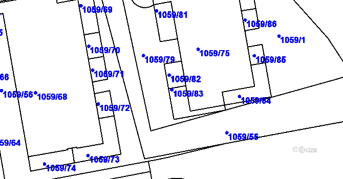 Parcela st. 1059/83 v KÚ Liboc, Katastrální mapa