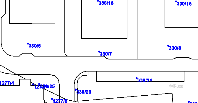 Parcela st. 330/7 v KÚ Liboc, Katastrální mapa