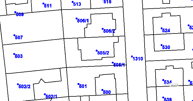Parcela st. 505/2 v KÚ Liboc, Katastrální mapa