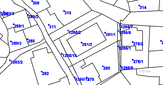 Parcela st. 281/2 v KÚ Liboc, Katastrální mapa
