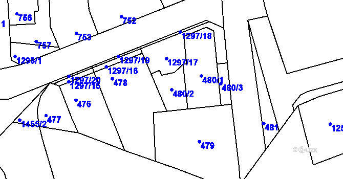 Parcela st. 480/2 v KÚ Liboc, Katastrální mapa