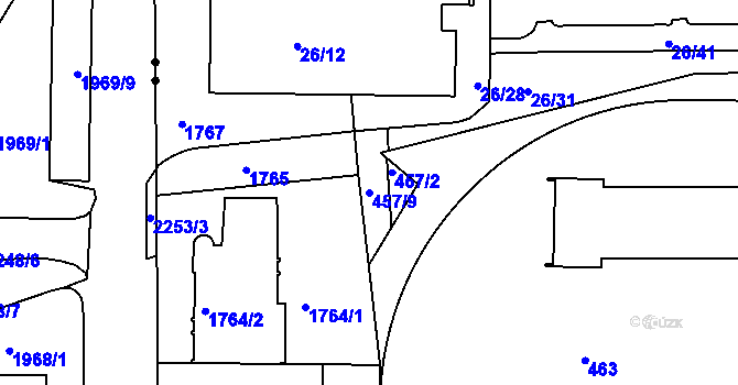 Parcela st. 457/9 v KÚ Liboc, Katastrální mapa