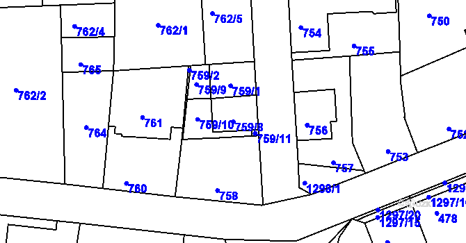 Parcela st. 759/8 v KÚ Liboc, Katastrální mapa