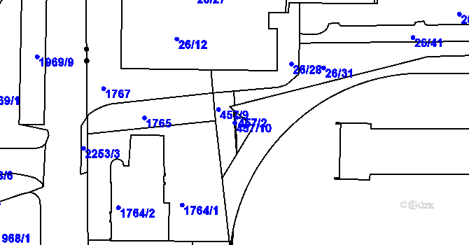 Parcela st. 457/10 v KÚ Liboc, Katastrální mapa