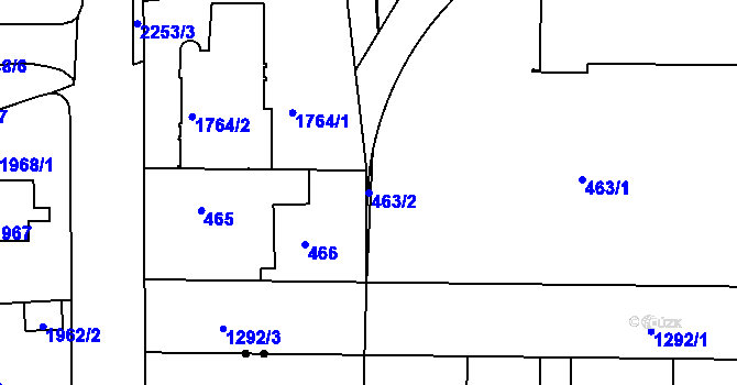 Parcela st. 463/2 v KÚ Liboc, Katastrální mapa