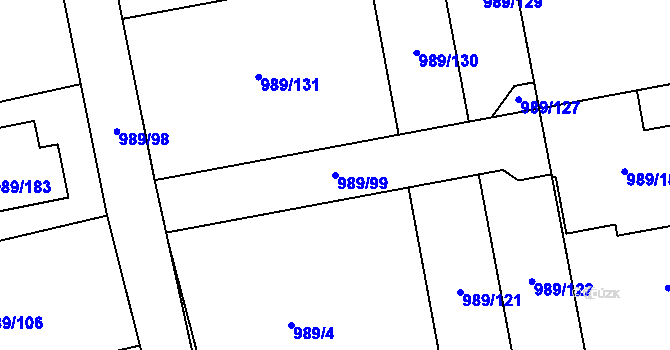 Parcela st. 989/99 v KÚ Nebušice, Katastrální mapa