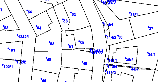 Parcela st. 50 v KÚ Nebušice, Katastrální mapa