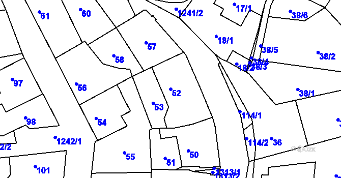 Parcela st. 52 v KÚ Nebušice, Katastrální mapa