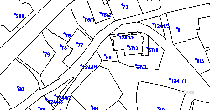 Parcela st. 68 v KÚ Nebušice, Katastrální mapa
