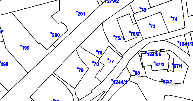 Parcela st. 76 v KÚ Nebušice, Katastrální mapa