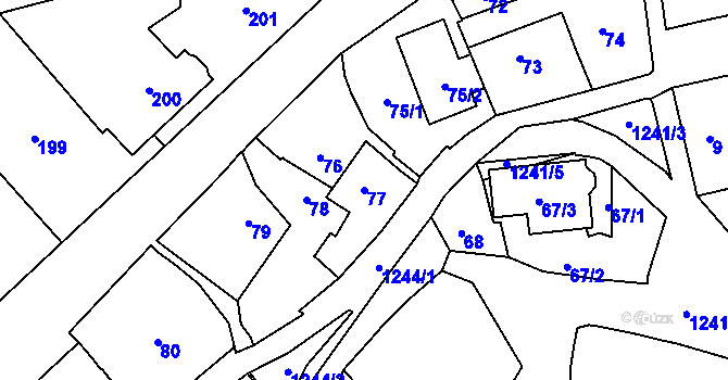 Parcela st. 77 v KÚ Nebušice, Katastrální mapa