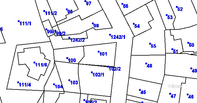 Parcela st. 101 v KÚ Nebušice, Katastrální mapa