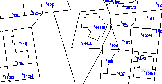 Parcela st. 111/4 v KÚ Nebušice, Katastrální mapa