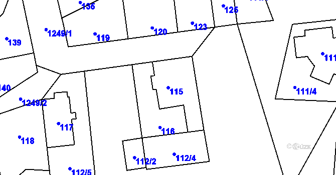 Parcela st. 115 v KÚ Nebušice, Katastrální mapa