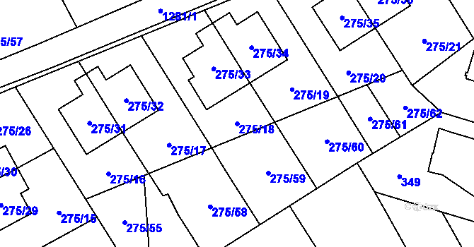 Parcela st. 275/18 v KÚ Nebušice, Katastrální mapa