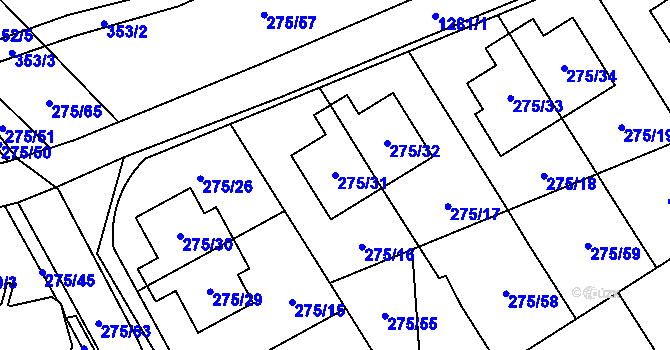 Parcela st. 275/31 v KÚ Nebušice, Katastrální mapa
