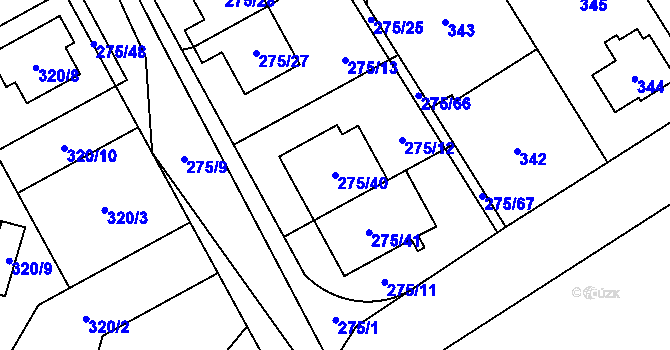 Parcela st. 275/40 v KÚ Nebušice, Katastrální mapa