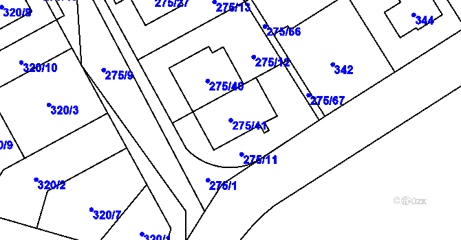Parcela st. 275/41 v KÚ Nebušice, Katastrální mapa