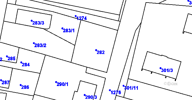 Parcela st. 282 v KÚ Nebušice, Katastrální mapa