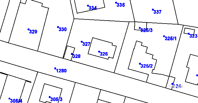 Parcela st. 326 v KÚ Nebušice, Katastrální mapa