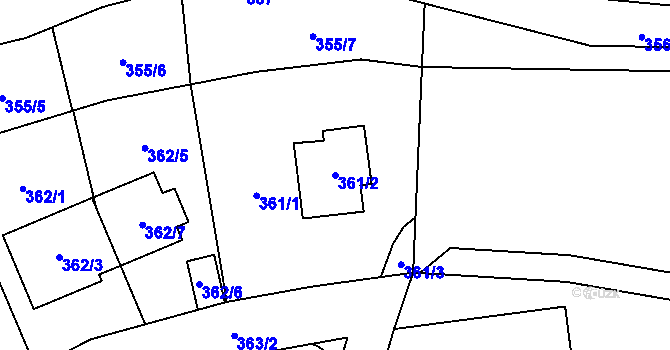 Parcela st. 361/2 v KÚ Nebušice, Katastrální mapa