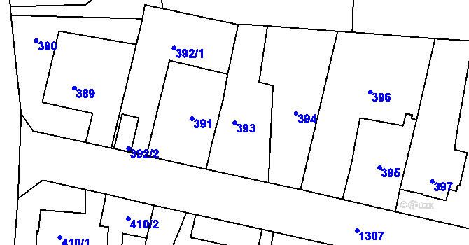 Parcela st. 393 v KÚ Nebušice, Katastrální mapa
