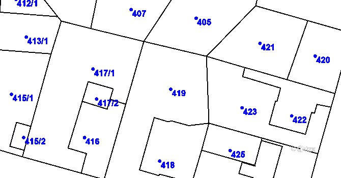 Parcela st. 419 v KÚ Nebušice, Katastrální mapa