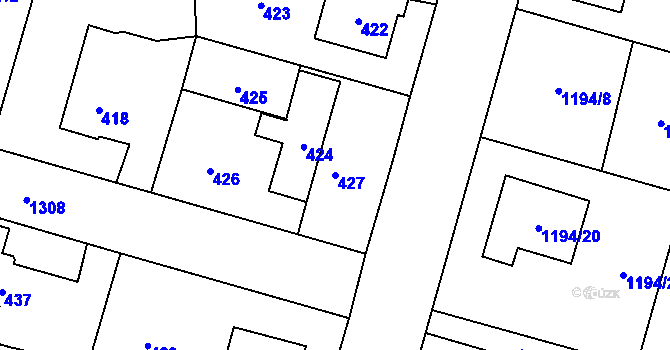 Parcela st. 427 v KÚ Nebušice, Katastrální mapa