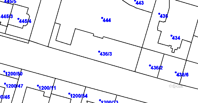 Parcela st. 436/3 v KÚ Nebušice, Katastrální mapa