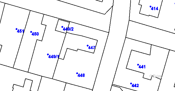 Parcela st. 447 v KÚ Nebušice, Katastrální mapa