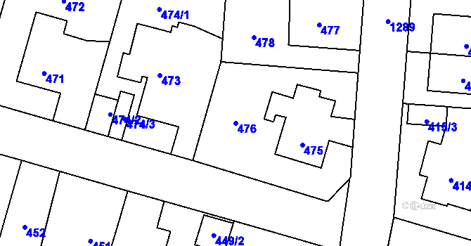 Parcela st. 476 v KÚ Nebušice, Katastrální mapa