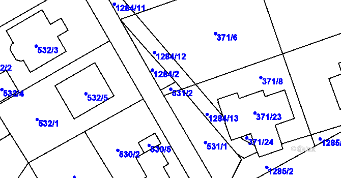 Parcela st. 531/2 v KÚ Nebušice, Katastrální mapa