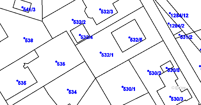 Parcela st. 532/1 v KÚ Nebušice, Katastrální mapa