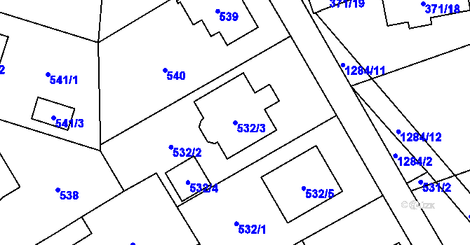 Parcela st. 532/3 v KÚ Nebušice, Katastrální mapa