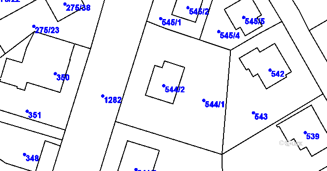 Parcela st. 544/2 v KÚ Nebušice, Katastrální mapa