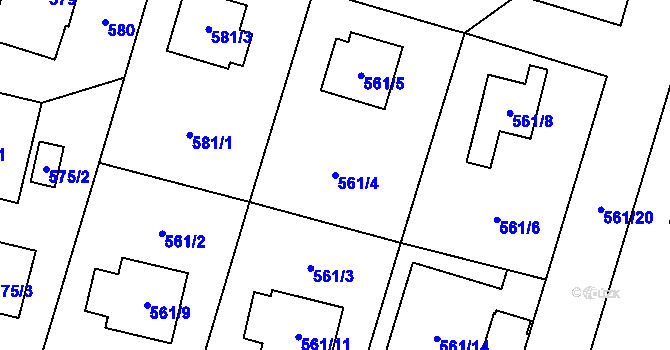 Parcela st. 561/4 v KÚ Nebušice, Katastrální mapa
