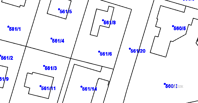 Parcela st. 561/6 v KÚ Nebušice, Katastrální mapa