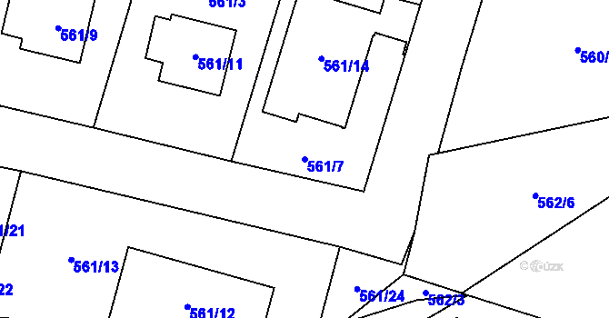 Parcela st. 561/7 v KÚ Nebušice, Katastrální mapa