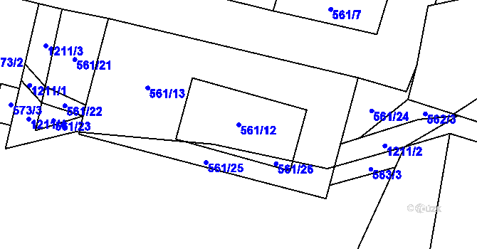 Parcela st. 561/12 v KÚ Nebušice, Katastrální mapa