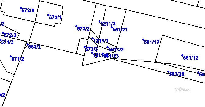 Parcela st. 561/23 v KÚ Nebušice, Katastrální mapa