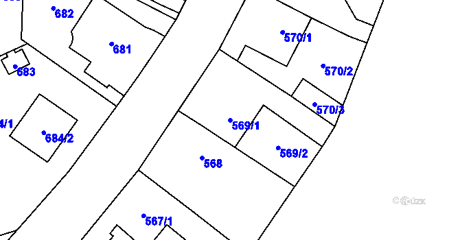 Parcela st. 569/1 v KÚ Nebušice, Katastrální mapa
