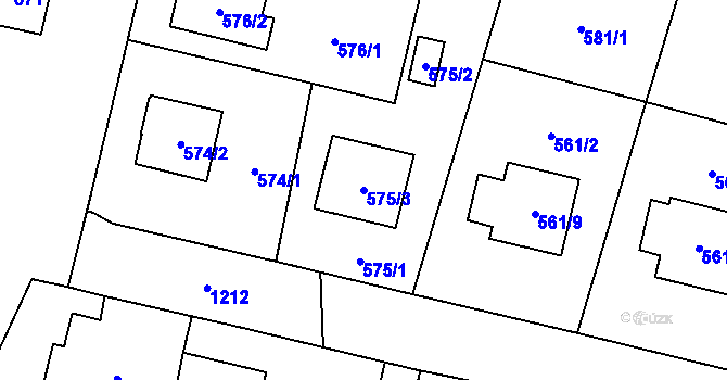 Parcela st. 575/3 v KÚ Nebušice, Katastrální mapa