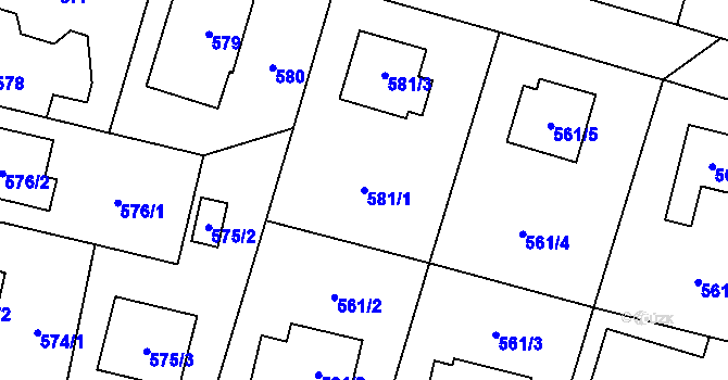 Parcela st. 581/1 v KÚ Nebušice, Katastrální mapa
