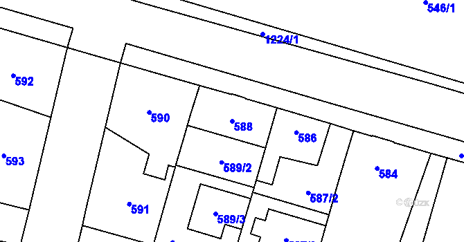 Parcela st. 588 v KÚ Nebušice, Katastrální mapa