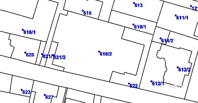 Parcela st. 618/2 v KÚ Nebušice, Katastrální mapa
