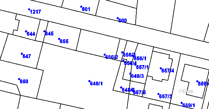 Parcela st. 656/2 v KÚ Nebušice, Katastrální mapa