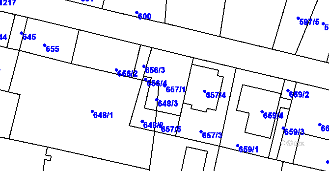 Parcela st. 657/1 v KÚ Nebušice, Katastrální mapa